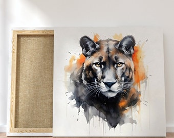 Puma auf Leinwand (Aquarellstil) Druck