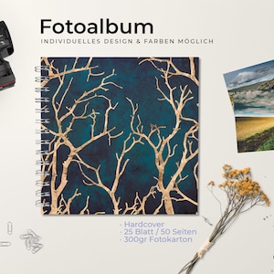 Fotoalbum - Goldene Äste Design | Spiralbindung | 270gr Fotokarton