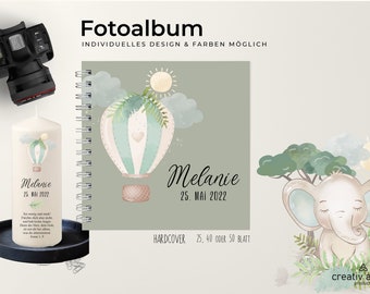 Set Taufkerze + Fotoalbum | Spiralbindung | sehr beliebt als Erinnerungsalbum