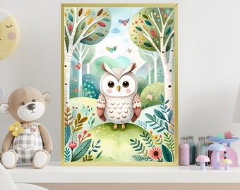 Märchenhafte Eulen-Magie – Handgemachtes Poster fürs Kinderzimmer