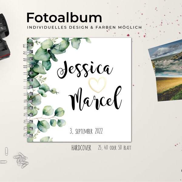 Fotoalbum Hochzeit personalisiert  -  | Spiralbindung | sehr beliebt als Erinnerungsalbum oder Gästebuch