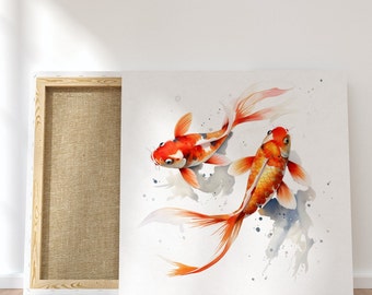 Koi Fisch - Watercolor - Leinwand