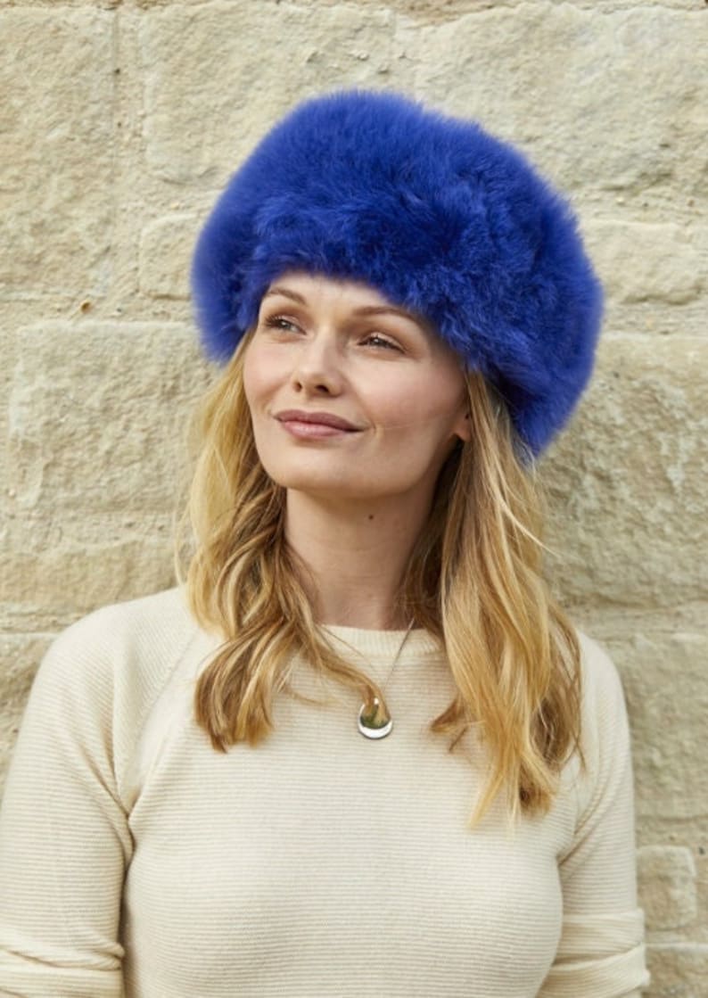 Cobalt Blue Sumac Luxury Alpaca Fur Hat Ethically Sustainably Made in Peru Lacorine image 1