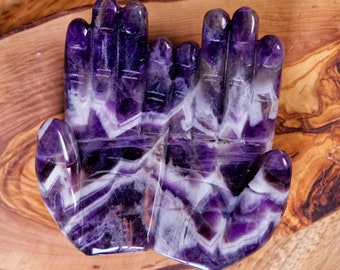 Amethyst Hands Carving, Hand Carved Chevron Hands Trays