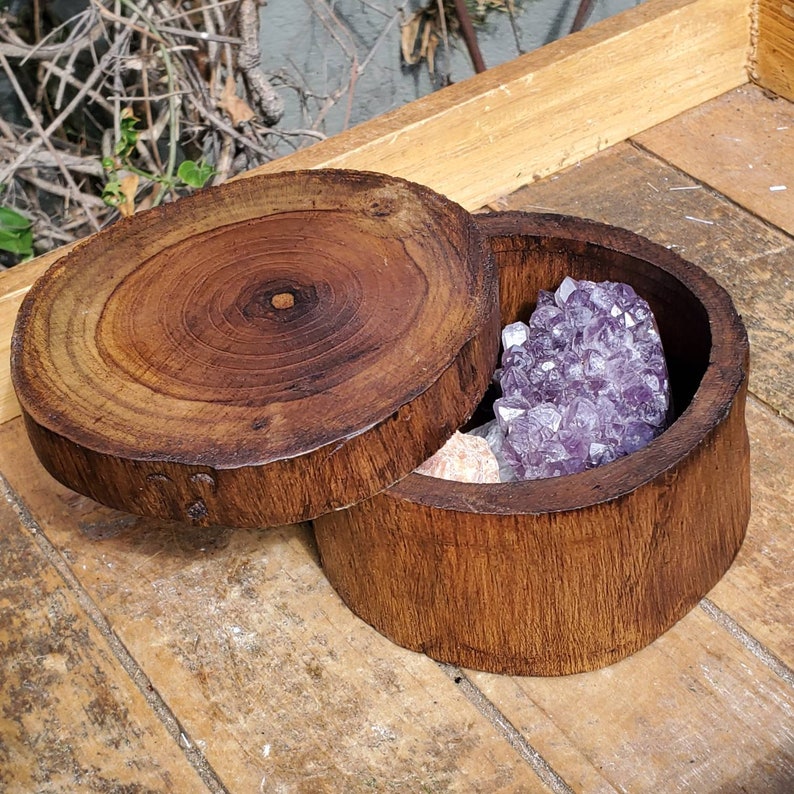 Wooden Log Boxes Wooden Treasure Chests for Crystals and Etsy