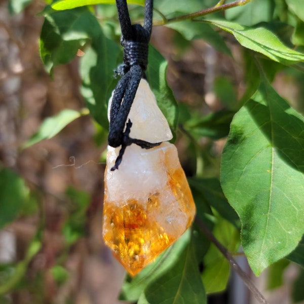 Citrine Necklace, Abundant Energy of Citrine on a Rope Necklace