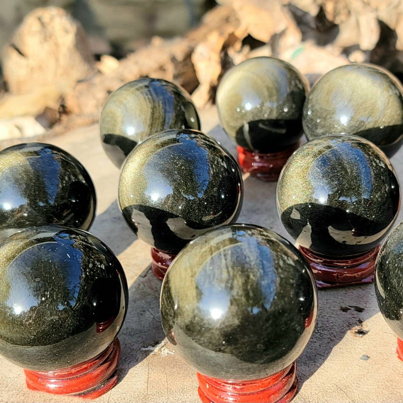 Obsidian Sheen Spheres Polished Obsidian Spheres Golden - Etsy