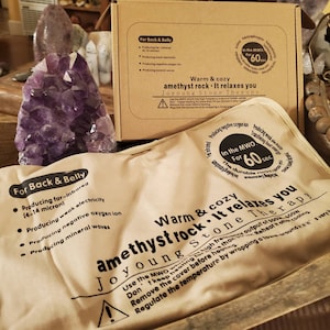 Amethyst Rock Healing Heating Pad for Back and Belly,  Warm Amethyst Rock Crystal Therapy for comfort where needed.