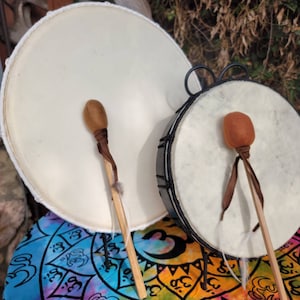 Ceremonial Drums, Drum Circle Drums, Goat Hide Ceremonial Drums with Feather Cushion Mallet