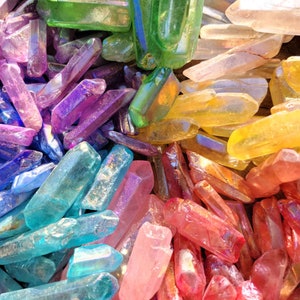 Aura Crystal Points, Multi-colored Heat Treated Aura Quartz Points