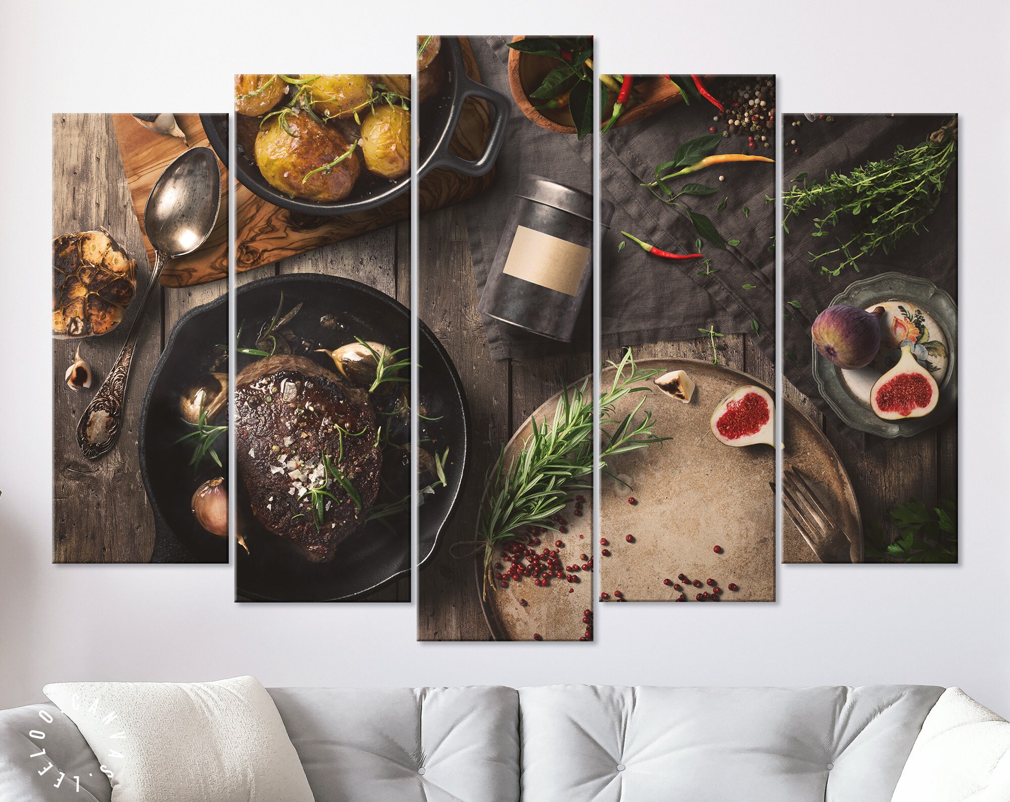 food photography canvas print: kitchen & restaurant... Meat Steak & Roasted Potato Canvas Print // Delicious Dishes on a ...