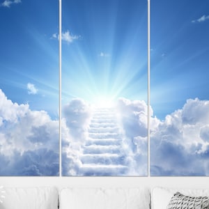 Stairway To Heaven Canvas Print // Stairway Leading Up To Heavenly Sky Toward The Light // Canvas Wall Art
