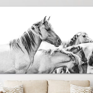 Wild Horses Canvas Print // Farmhouse Wall Art // Black and White Wall Decor