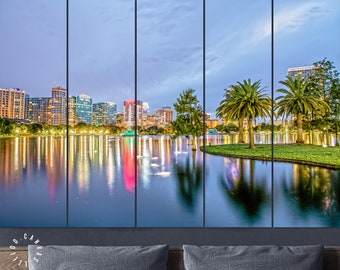 Orlando Canvas Print // Downtown Orlando from Lake Eola Park at Night // Canvas Wall Art