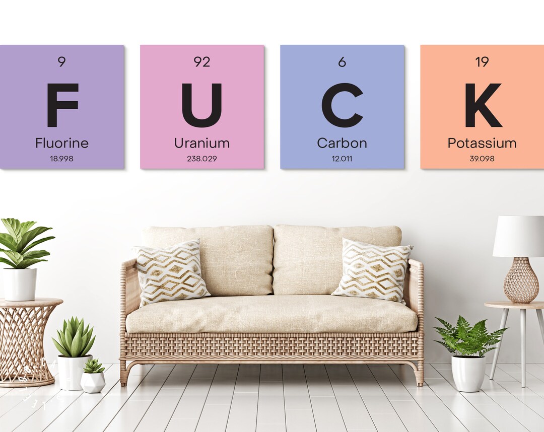 Periodic Table Elements Canvas Print // Fluorine Uranium Carbon Potassium Wall Art // Set of