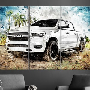 RAM 1500 Canvas Print //  White Truck // Truck of the Year Canvas Wall Decor // Car Tuning // Quality Performance Tuning & Styling parts