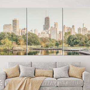 Chicago Canvas Print // Chicago Illinois USA Downtown Skyline from Lincoln Park // Panoramic Canvas Wall Decor
