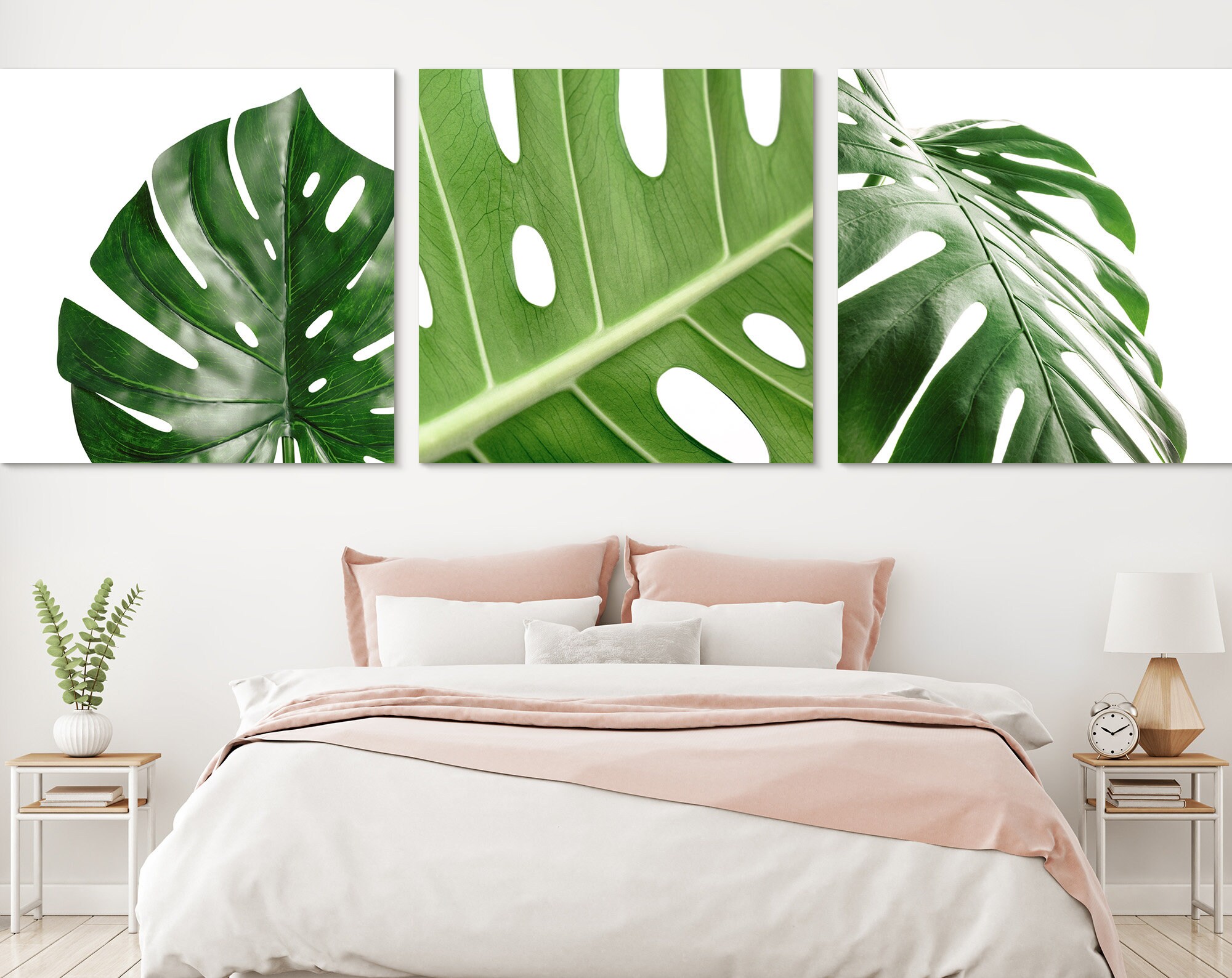 Monstera Leaf Canvas Wall Art // Minimalist Leaves of Monstera Etsy