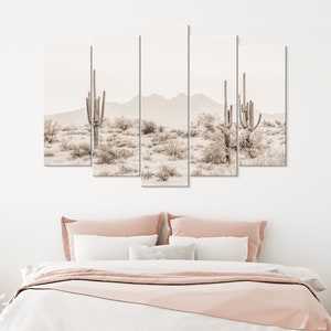 Arizona Desert Sepia Canvas Print // The Four Peaks and Saguaros // Central Arizona Desert // Farmhouse Wall Decor image 8