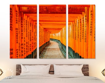 Red Torii Gate Canvas Print // Red Torii Gate at Fushimi Inari Shrine in Kyoto Japan