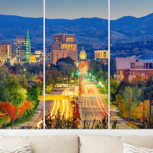 Boise Canvas Print // Boise Idaho USA Downtown Cityscape At Twilight // Canvas Wall Decor
