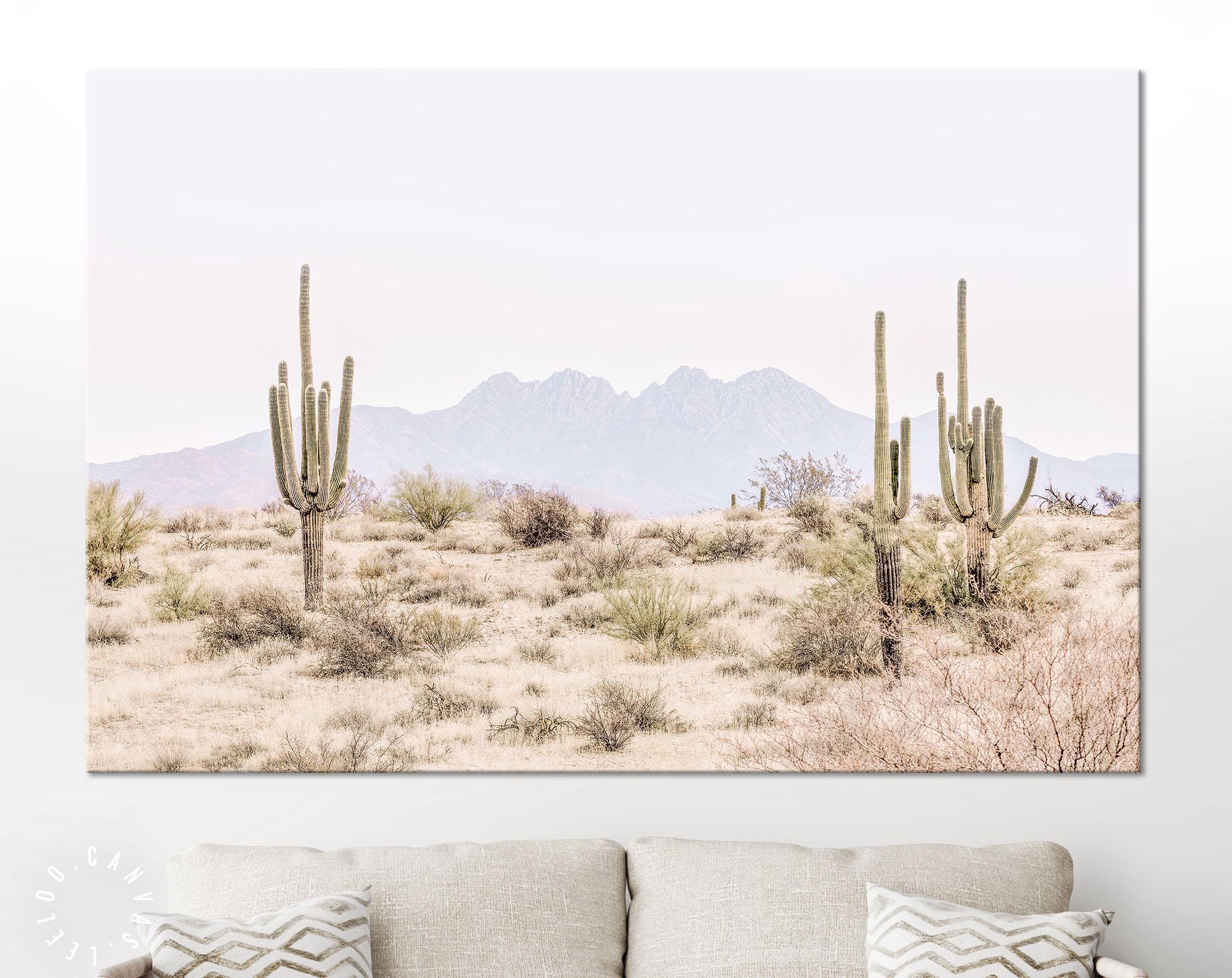 Arizona Desert Canvas Print // The Four Peaks and Saguaros // Central Arizona Desert