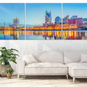 Nashville Canvas Print // Nashville Tennessee Skyline // Panorama Wall Art