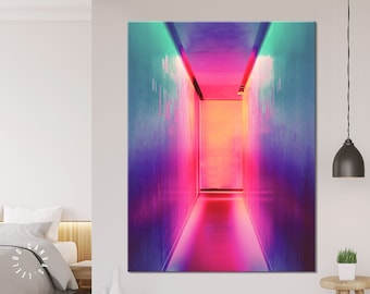 Neon Corridor Canvas Print // Neon Interior Wall Art