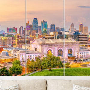 Kansas City Canvas Print // Kansas City Missouri USA Downtown Skyline // Canvas Wall Decor