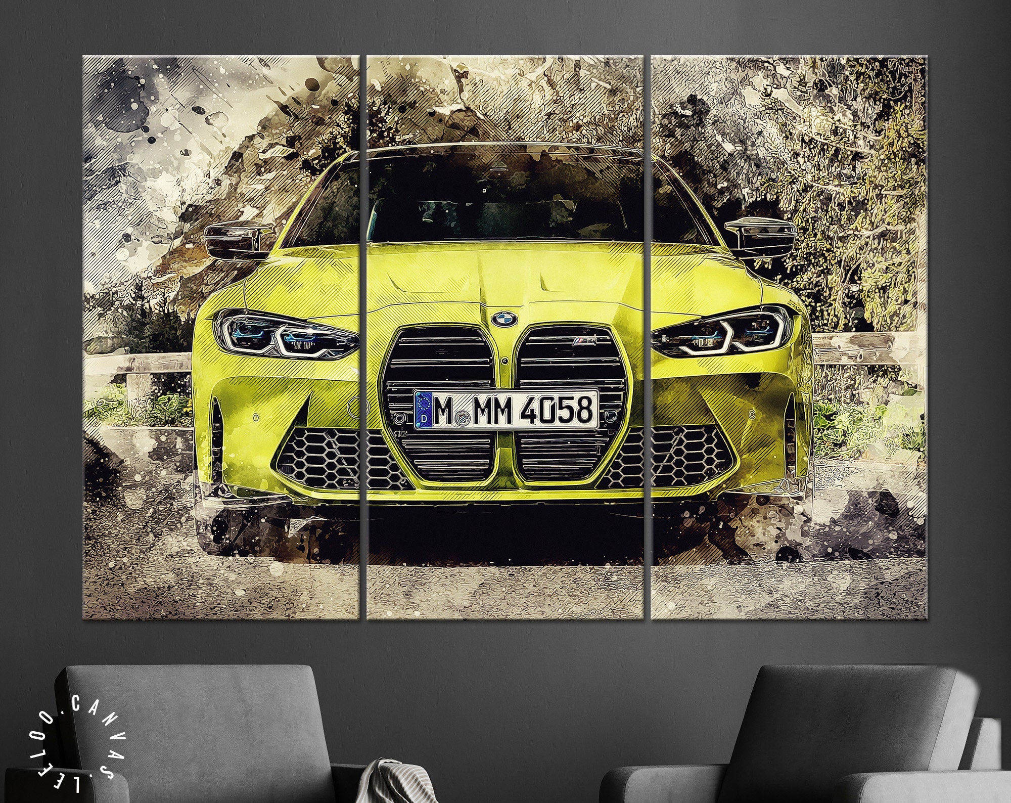 Tableaux photo, Posters & Toiles  Design & Décoration Murale - Tableau  Photo BMW M4 G82 sur fond noir