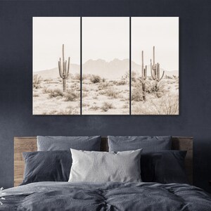 Arizona Desert Sepia Canvas Print // The Four Peaks and Saguaros // Central Arizona Desert // Farmhouse Wall Decor image 6