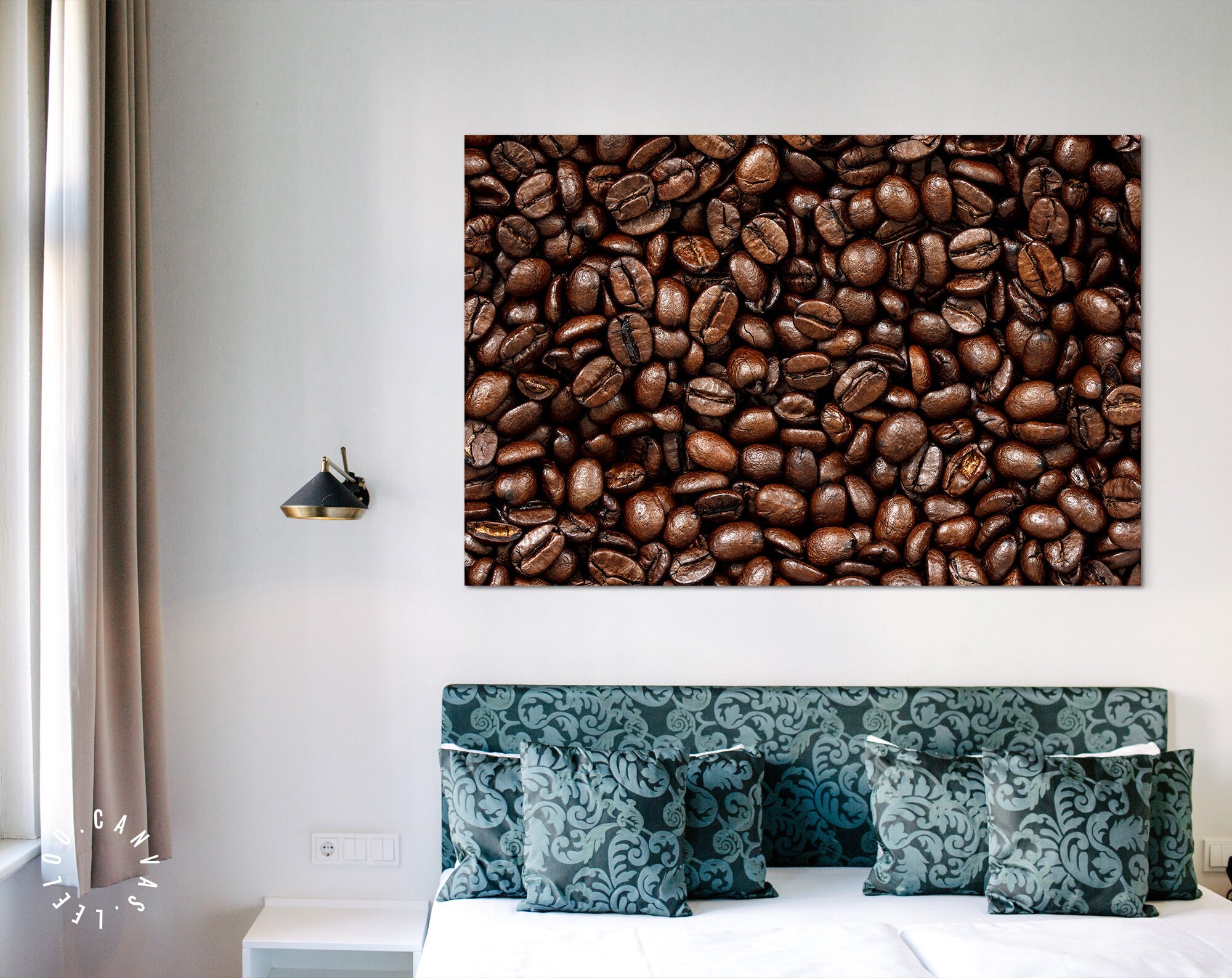 Coffee Beans Canvas Print // Closeup Roasted Coffee Beans Wall Etsy