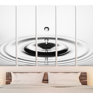 Water Splash Canvas Print // Water Drop Collision Wall Art // Black And White Print