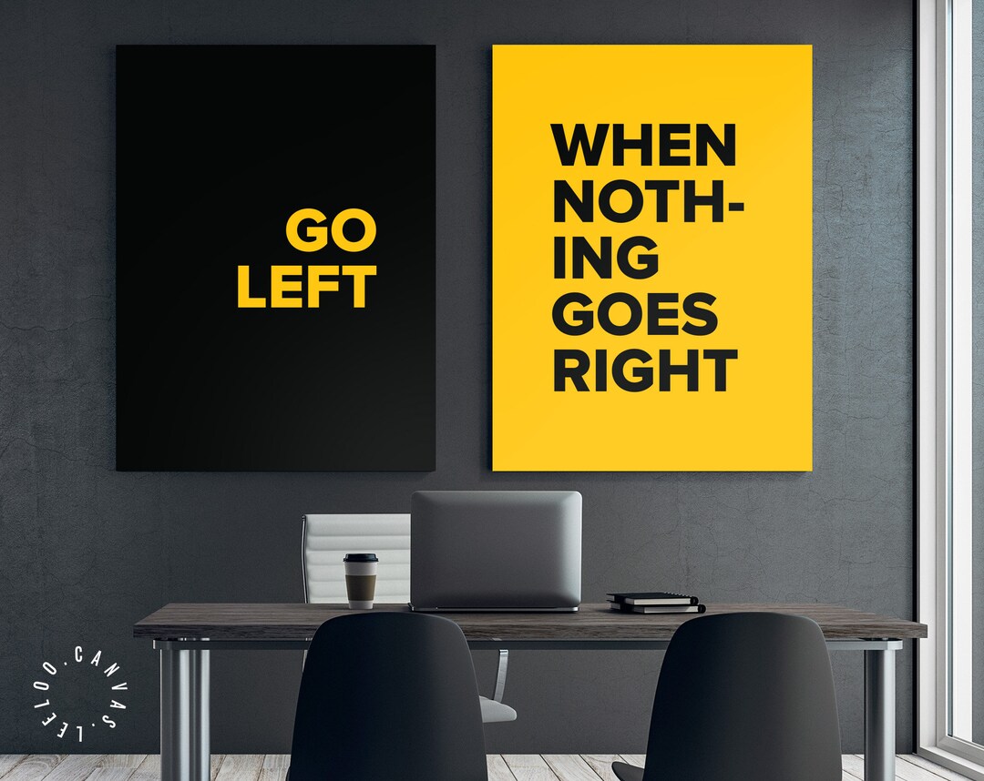 Go Left Canvas Print // Office Wall Decor // Motivational Etsy