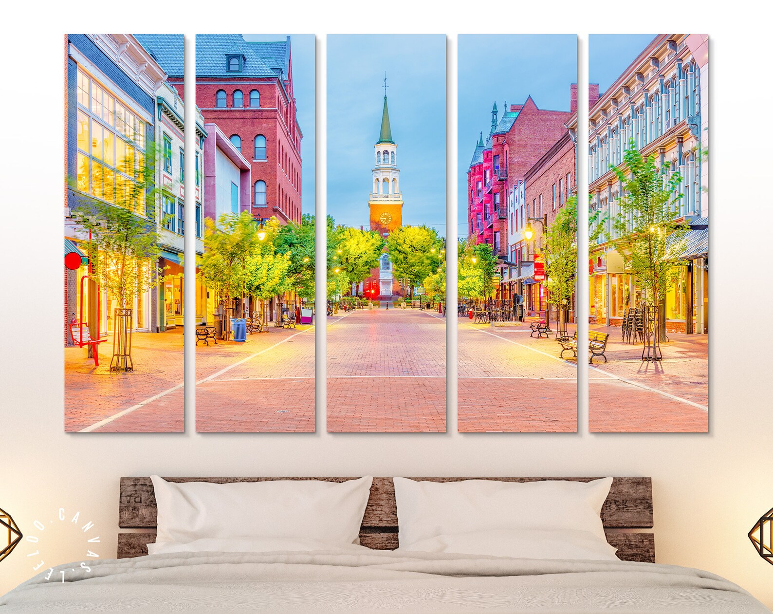 Burlington Vermont Canvas Print // Church Street Marketplace Etsy