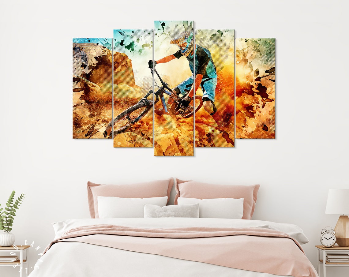 Downhill Canvas Print // MTB Mountain Bike Wall Art // Etsy