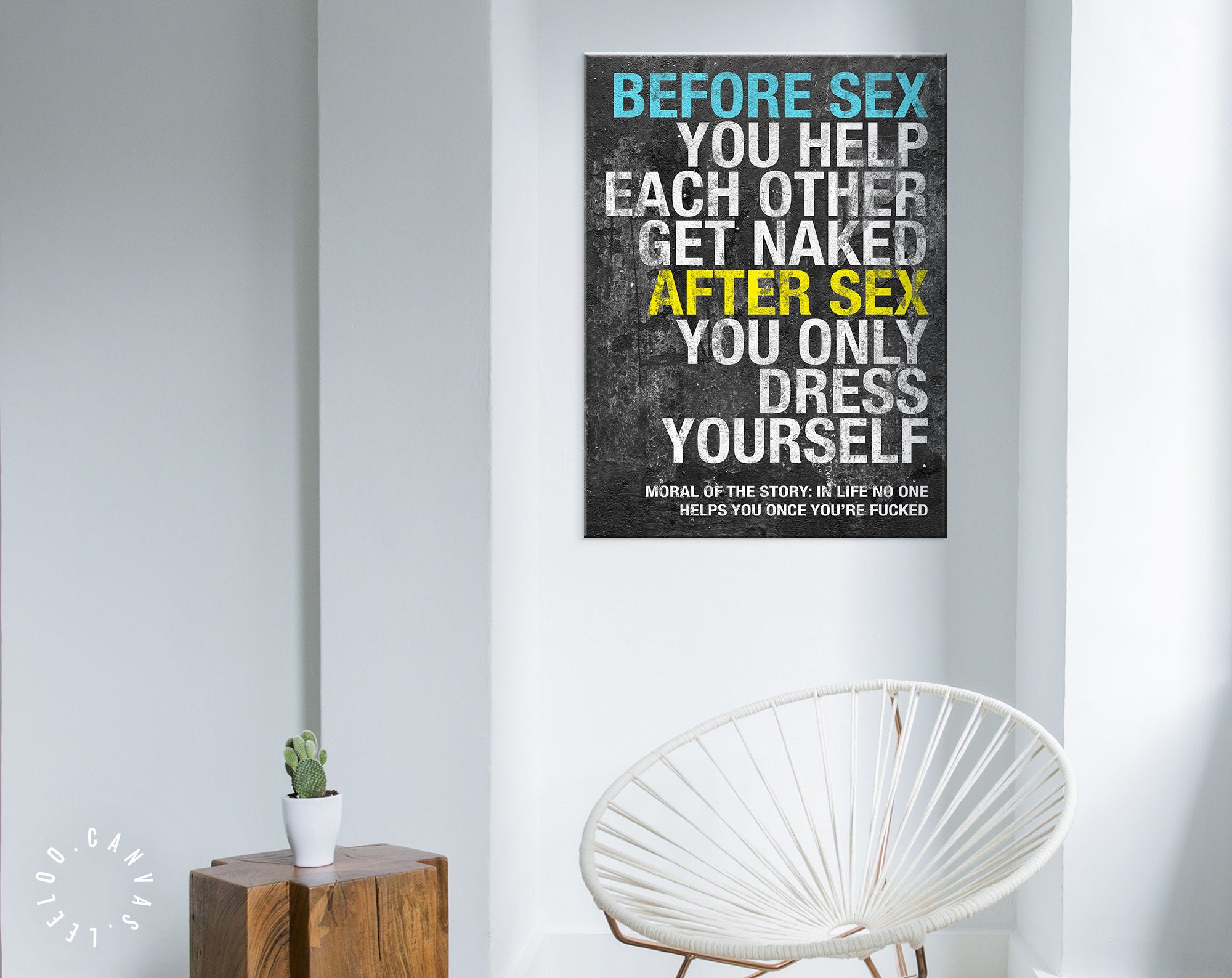 Voor seks quote canvas print // Voor seks help je elkaar naakt