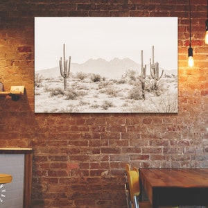 Arizona Desert Sepia Canvas Print // The Four Peaks and Saguaros // Central Arizona Desert // Farmhouse Wall Decor image 9