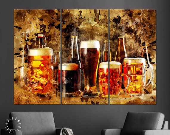 Impression sur toile de bière // Assortiment de verres à bière