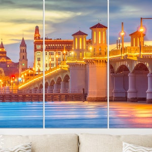 St. Augustine Canvas Print // St. Augustine Florida USA city skyline and Bridge of Lions