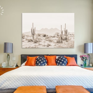 Arizona Desert Sepia Canvas Print // The Four Peaks and Saguaros // Central Arizona Desert // Farmhouse Wall Decor image 10