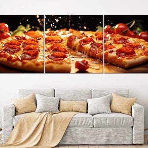 Pizza Extra Large Canvas Print // Pepperoni Pizza Canvas Wall Art // Pizzeria Wall Decor