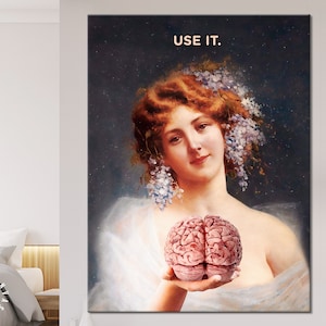 Brain. Use It // Canvas Wall Art // Meme Canvas Print // Funny Print Canvas Wall Decor