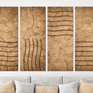 Vier Elemente Leinwand Wandbild // Elementar Steine Kunstdruck // Wasser Feuer Luft Erde Elemente // Gebrochene Stein Textur Leinwand Wanddekor