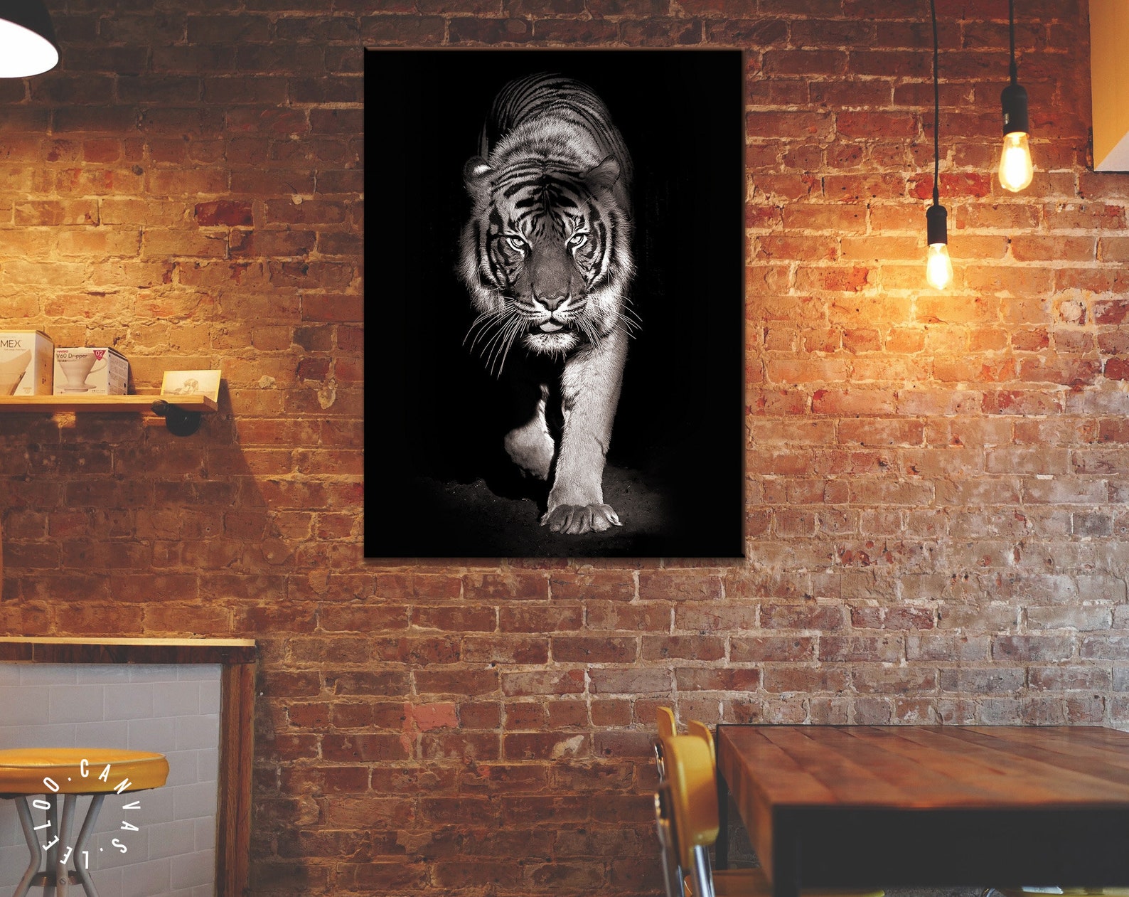 Crouching Tiger Canvas Print // Tiger Black and White Wall Art Etsy