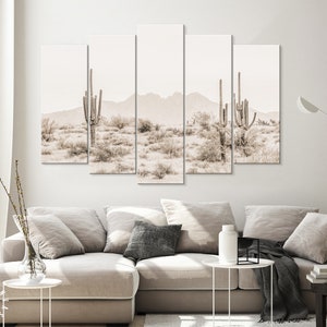 Arizona Desert Sepia Canvas Print // The Four Peaks and Saguaros // Central Arizona Desert // Farmhouse Wall Decor image 7