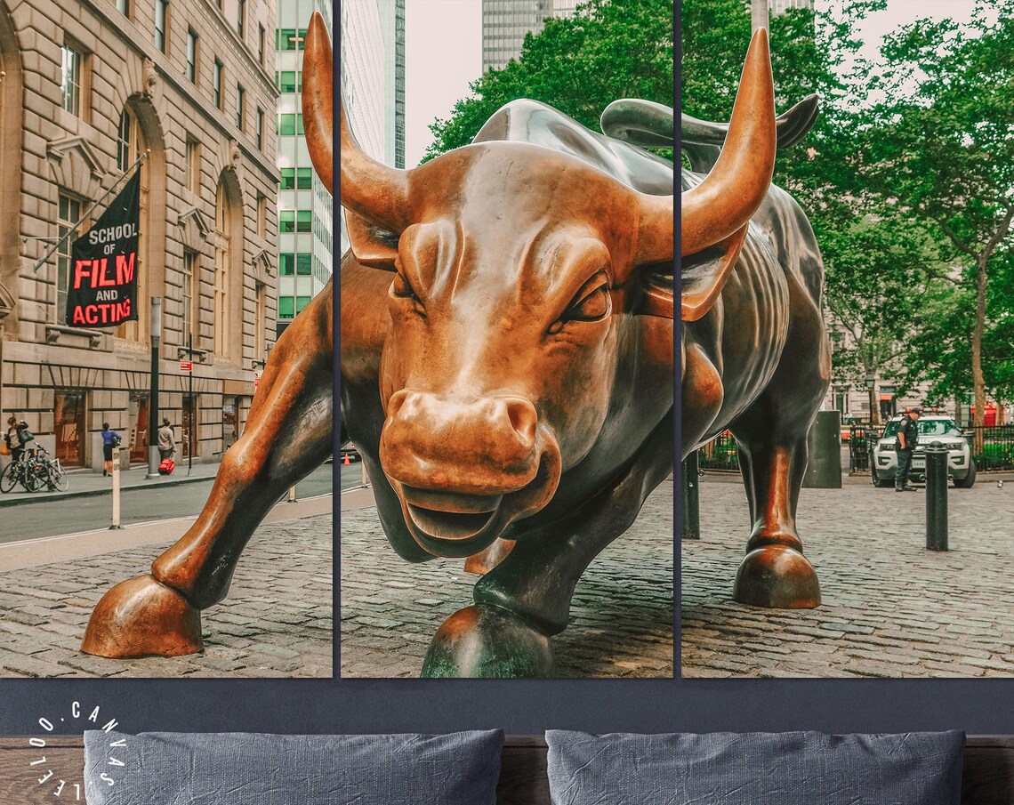 Charging Bull Canvas Print // Wall Street Bull Wall Decor // Etsy UK