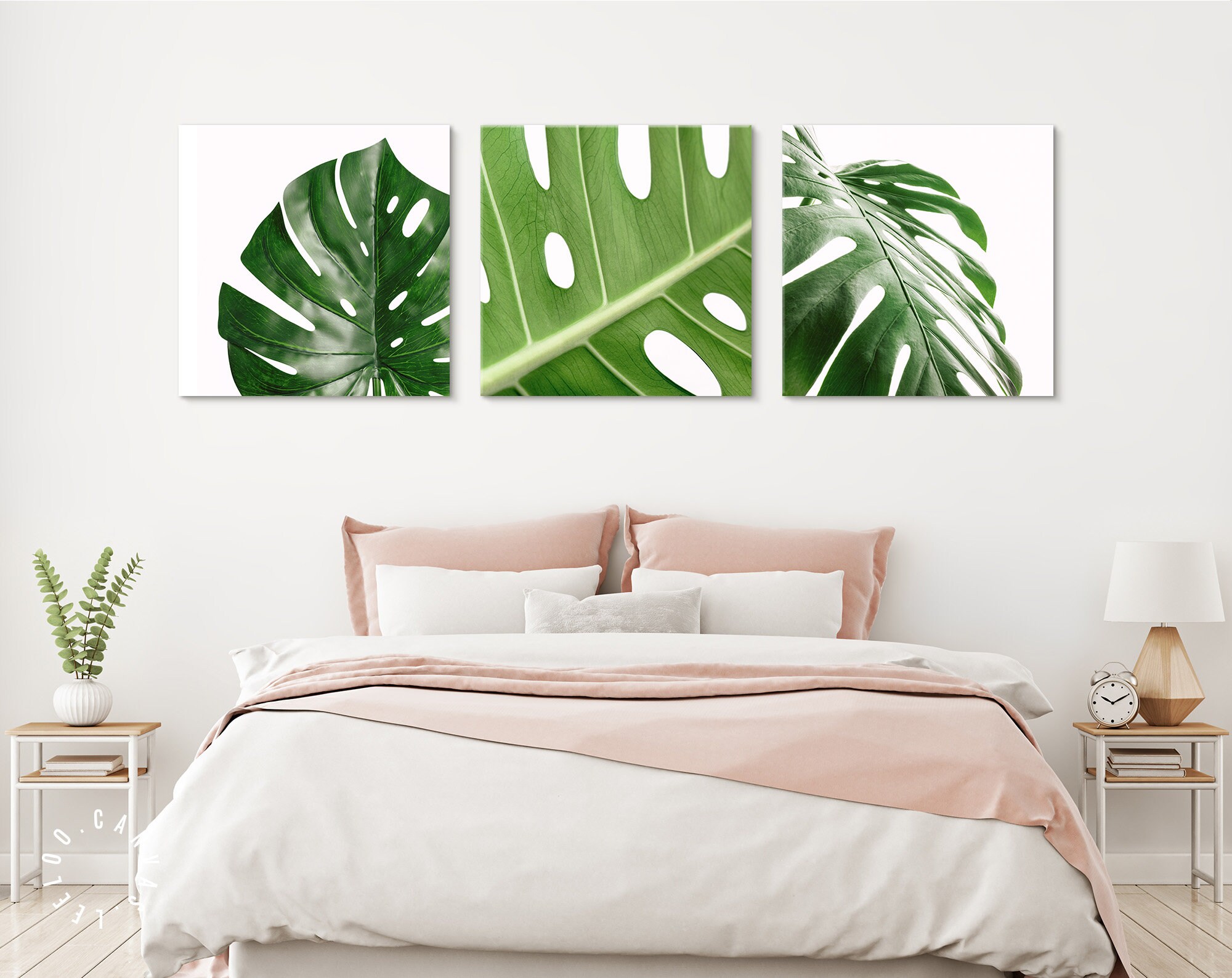 Monstera Leaf Canvas Wall Art // Minimalist Leaves of Monstera Etsy