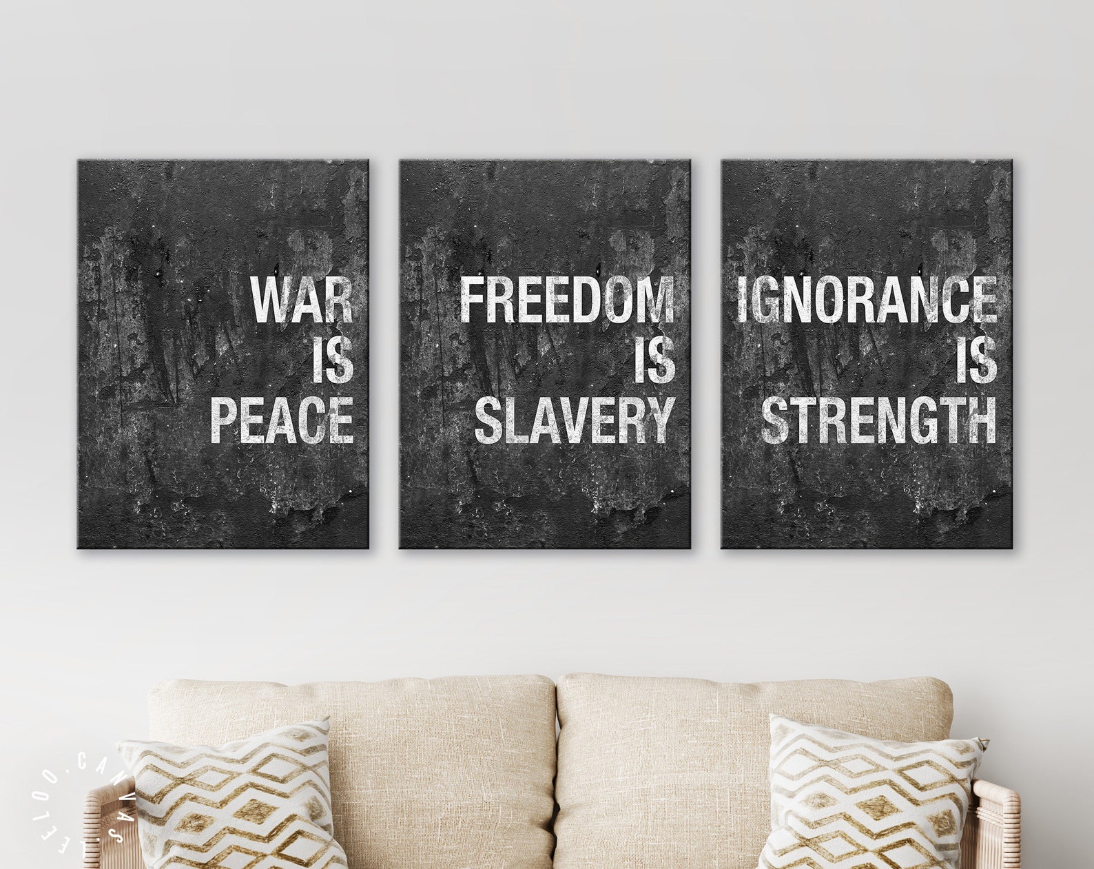 1984 Quotes Canvas Wall Art // War Is Peace. Freedom Is Etsy