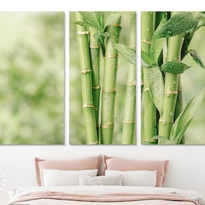 Bamboo Canvas Print // Beautiful Green Bamboo Stems Wall Art